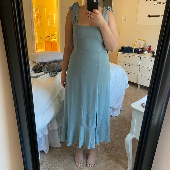 Show Me Your MuMu | Dresses | Claire Midi Dress In Silver Sage Crisp |  Poshmark
